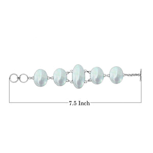 Sterling silver Mother of Pearl oval bracelet, handcrafted in Bali for retail customers.