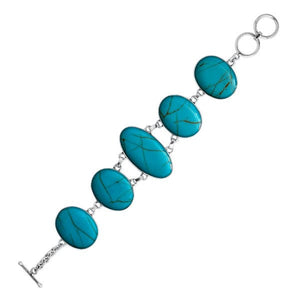 AB-1050-TQ Sterling Silver Bracelet With Turquoise Jewelry Bali Designs Inc