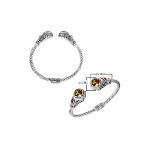 Wholesale Citrine Quartz and Garnet Quartz Sterling Silver bangle, handcrafted in Bali.