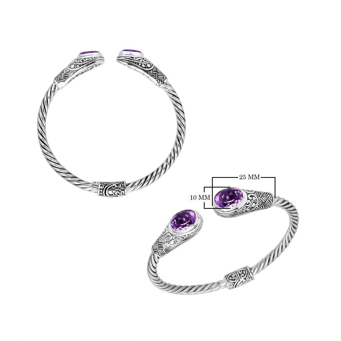 AB-1085-AM Sterling Silver Bangle With Amethyst Q. Jewelry Bali Designs Inc