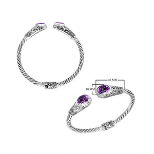 AB-1085-AM Sterling Silver Bangle With Amethyst Q. Jewelry Bali Designs Inc