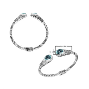 Wholesale Blue Topaz Quartz Sterling Silver bangle, handcrafted in Bali.