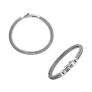 Sterling Silver 5x6MM Bali Woven Bracelet with Decorative Clasp wholesale jewelry