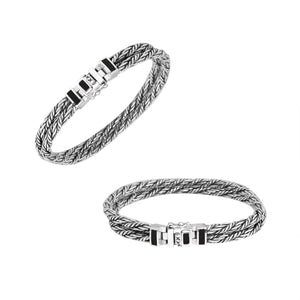 Sterling Silver Bali Woven Bracelet with Black Shell and Box Clasp wholesale jewelry