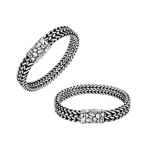 Sterling silver braided chain bracelet with push clasp handcrafted in Bali.