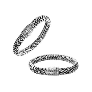 Sterling silver woven bracelet with push clasp handcrafted in Bali.