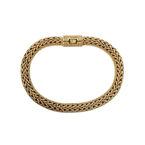 18K Solid Gold Braided Chain Bracelet With Push Lock