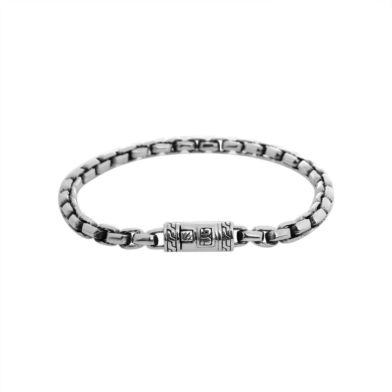 Sterling Silver Cushion Chain Bracelet With Push Clasp