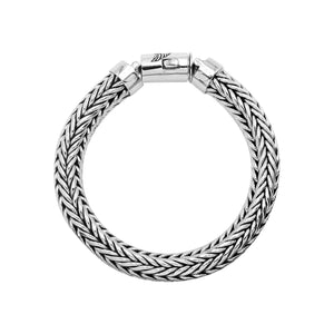 Sterling silver wheat chain bracelet with eagle engraved clasp and oxidized finish