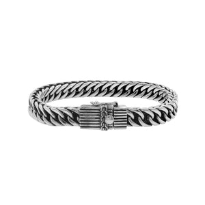 Sterling silver curb chain bracelet with textured box clasp handcrafted in Bali