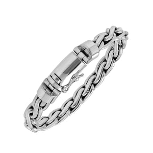 925 sterling silver interlocked chain bracelet with box clasp, handcrafted in Bali.