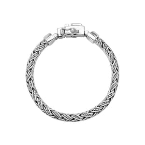 Silver Woven Chain Bracelet With Box Clasp And Safety Latch In 925 Sterling Silver For Wholesale