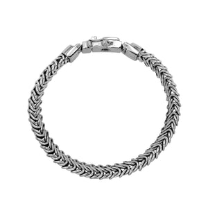 Silver Woven Chain Bracelet With Box Clasp And Safety Latch In 925 Sterling Silver For Wholesale