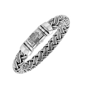 Silver Woven Chain Bracelet With Push Clasp In 925 Sterling Silver For Wholesale