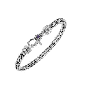 Wholesale sterling silver 5MM woven Bali chain bracelet featuring a decorative lobster lock and polished–oxidized detailing, crafted for premium bulk jewelry inventory requirements.