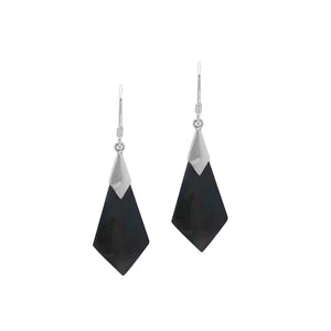 AE-1021-SHB Sterling Silver Diamond Shape Earring With Black Shell Jewelry Bali Designs Inc