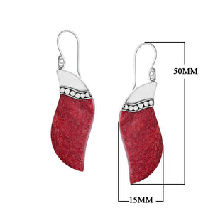 Sterling silver red shell wave earrings with dotted silver accent for wholesale jewelry buyers