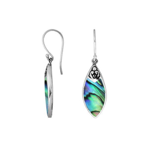AE-1087-AB Sterling Silver Fancy Shape Earring With Abalone Shell Jewelry Bali Designs Inc