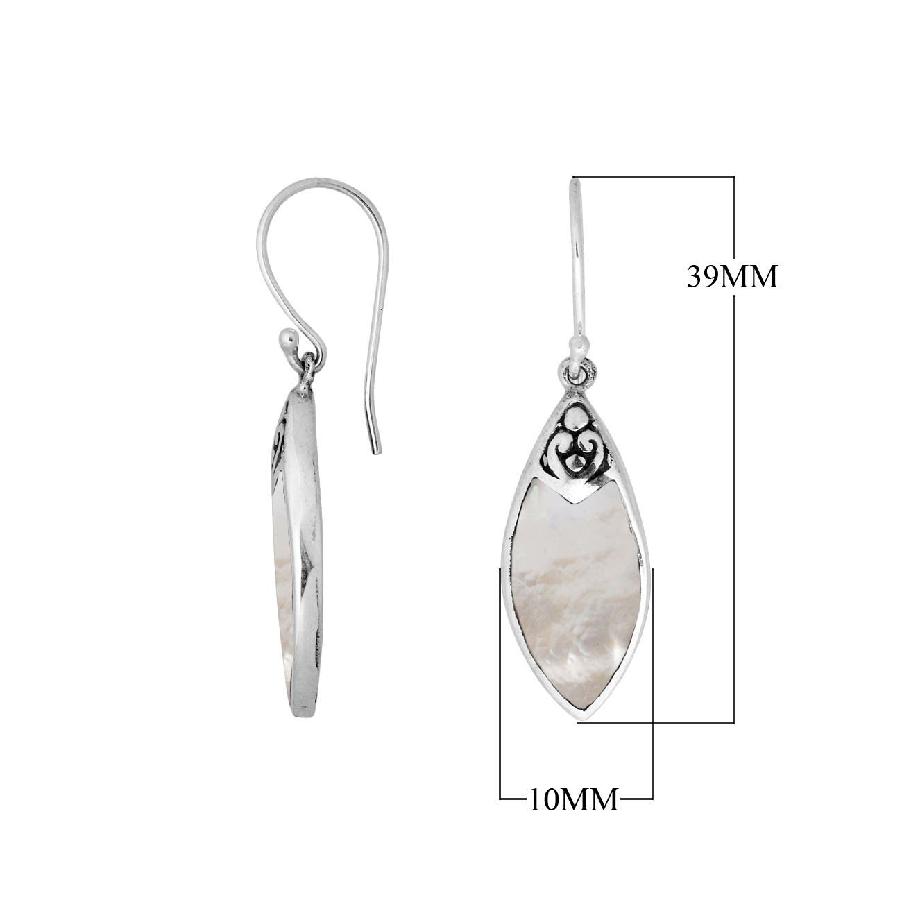 AE-1087-MOP Sterling Silver Fancy Shape Earring With Mother Of Pearl Jewelry Bali Designs Inc