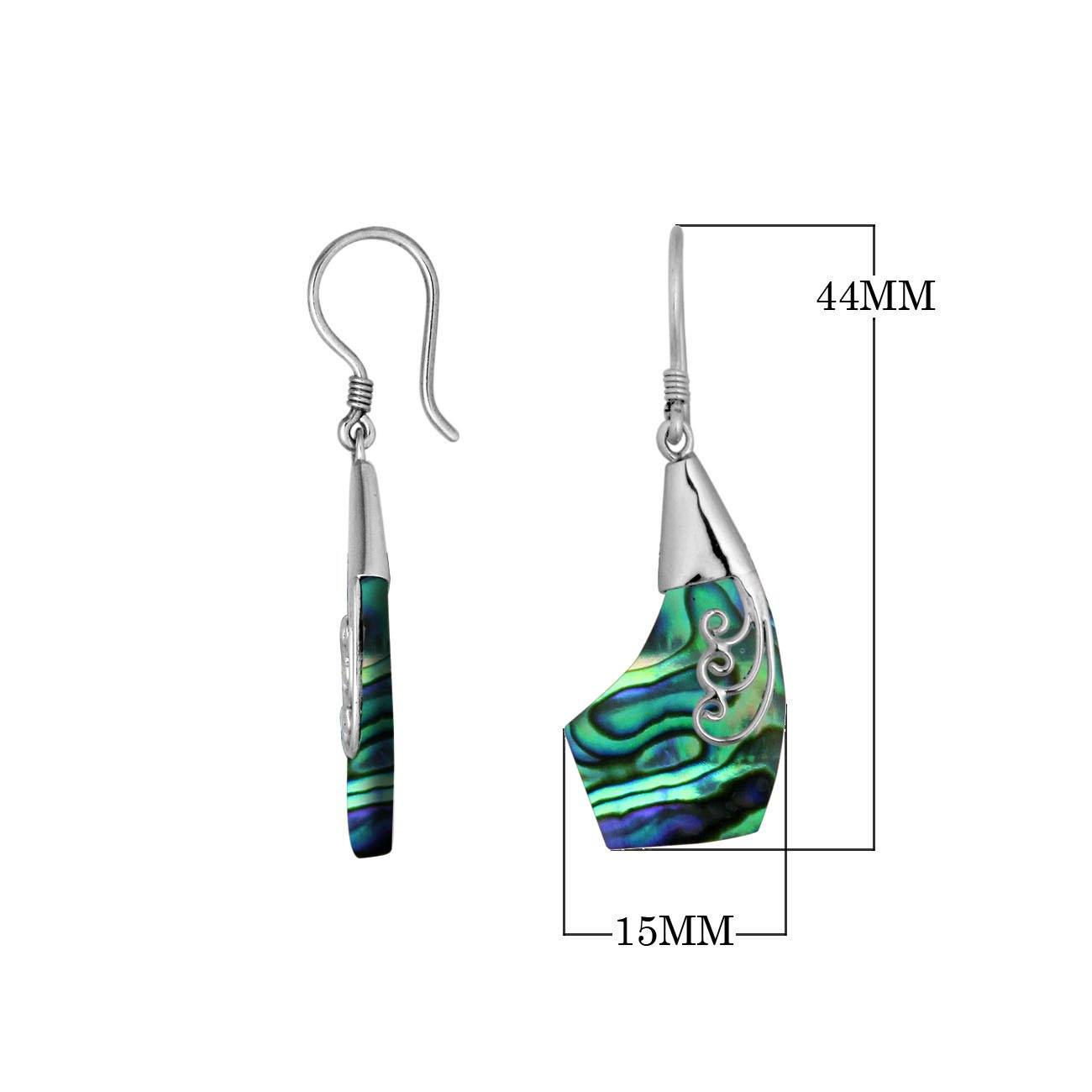 Wholesale Sterling Silver Abalone Shell Wave Edge Drop Earrings Handcrafted In Bali