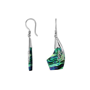 Wholesale Sterling Silver Abalone Shell Wave Edge Drop Earrings Handcrafted In Bali