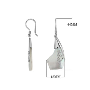 Wholesale Sterling Silver Mother Of Pearl Wave Edge Drop Earrings Handcrafted In Bali