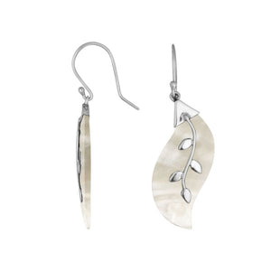 Wholesale Sterling Silver Mother Of Pearl Shell Leaf Drop Earrings Handcrafted In Bali