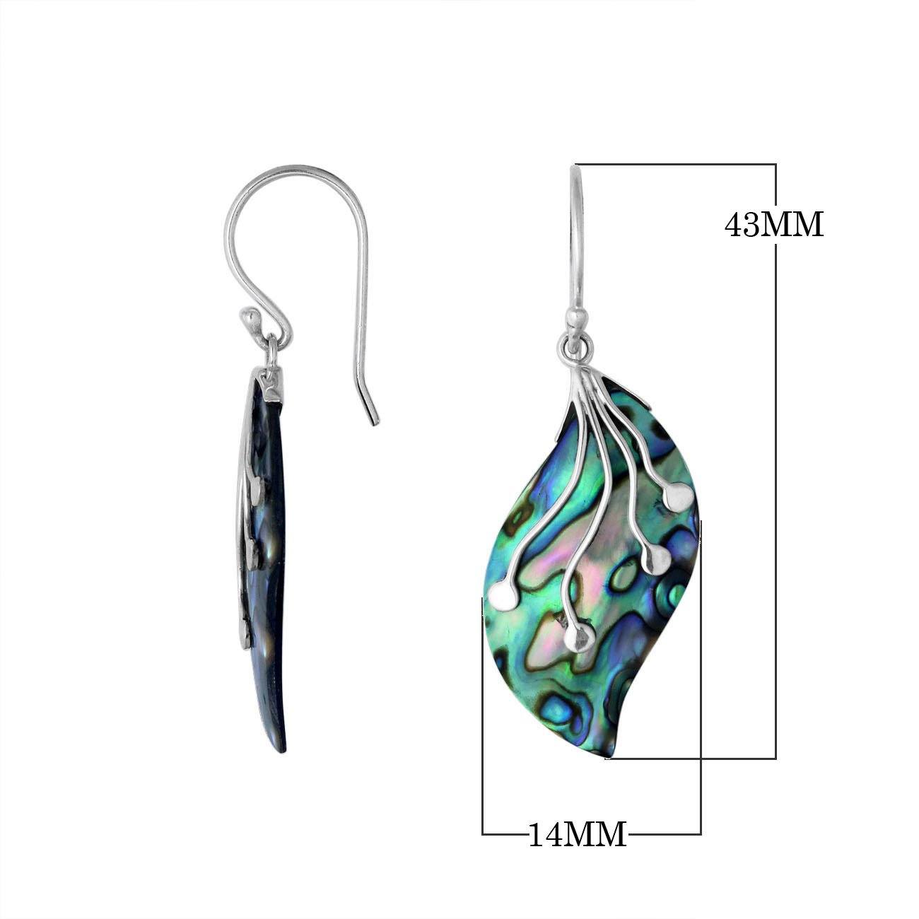 Wholesale sterling silver abalone shell leaf earrings handcrafted in Bali