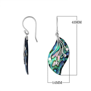 Wholesale sterling silver abalone shell leaf earrings handcrafted in Bali