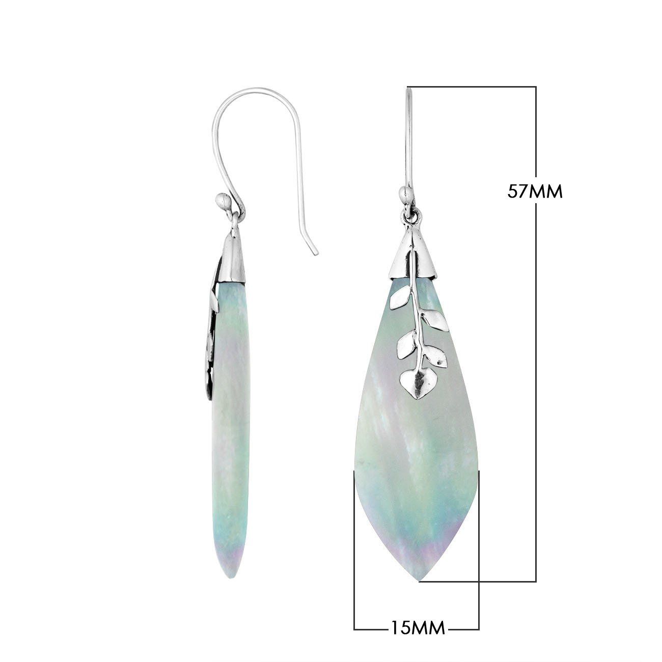 Mother Of Pearl Silver Leaf Drop Earrings