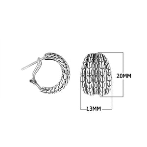 Sterling Silver Woven Texture Hoop Earrings