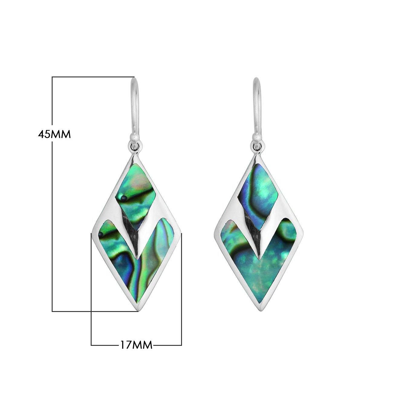 Abalone Shell Silver Diamond Drop Earrings