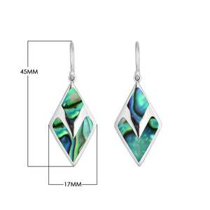 Abalone Shell Silver Diamond Drop Earrings
