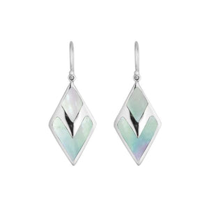Mother Of Pearl Silver Diamond Drop Earrings