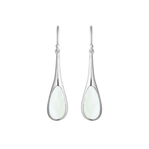 Teardrop Silver Earrings With Mother Of Pearl Inlay