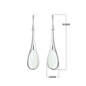 Teardrop Silver Earrings With Mother Of Pearl Inlay