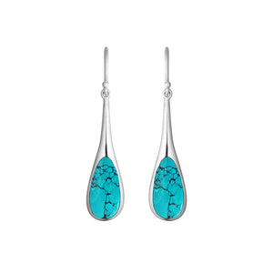 Sterling Silver Teardrop Earrings With Turquoise Shell