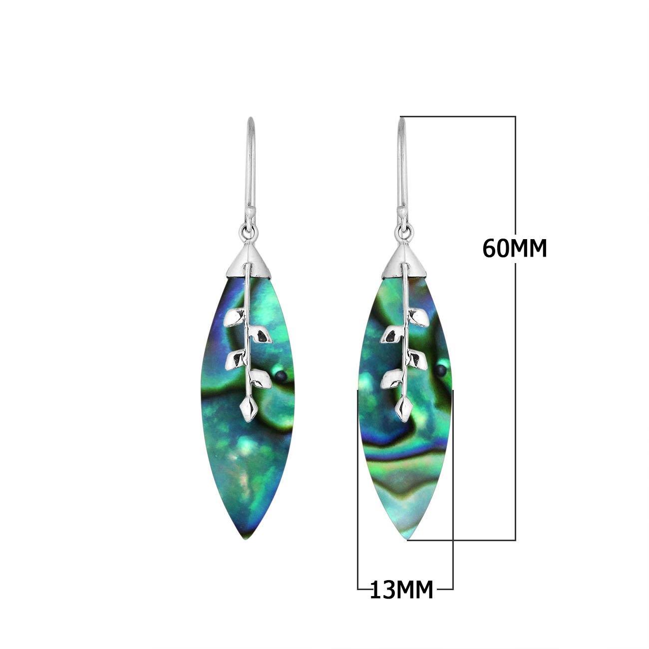 Sterling Silver Leaf Earrings With Abalone Shell