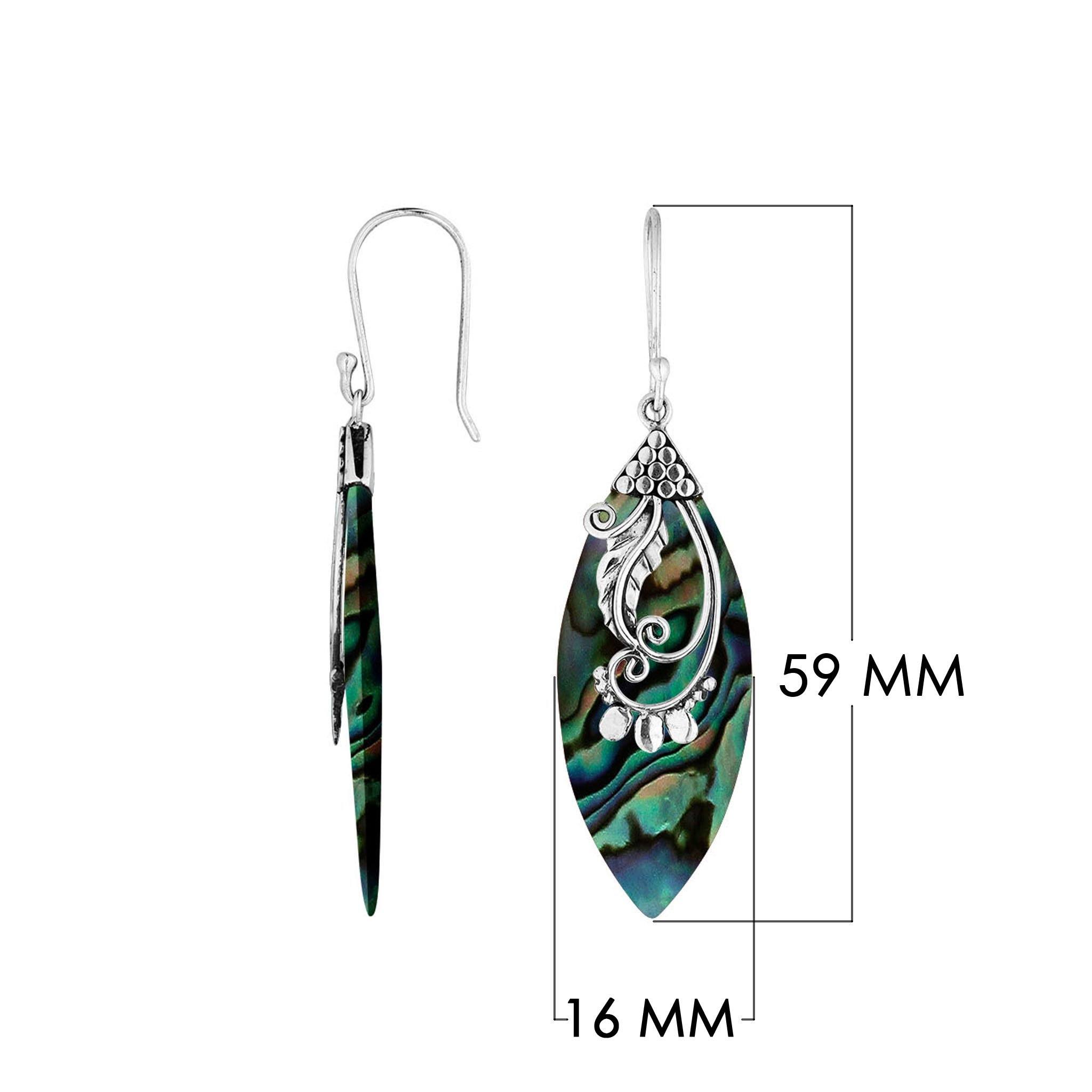 Sterling Silver Leaf Earrings With Abalone Shell