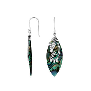 Sterling Silver Leaf Earrings With Abalone Shell