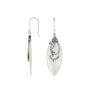 Sterling Silver Leaf Earrings With Mother Of Pearl