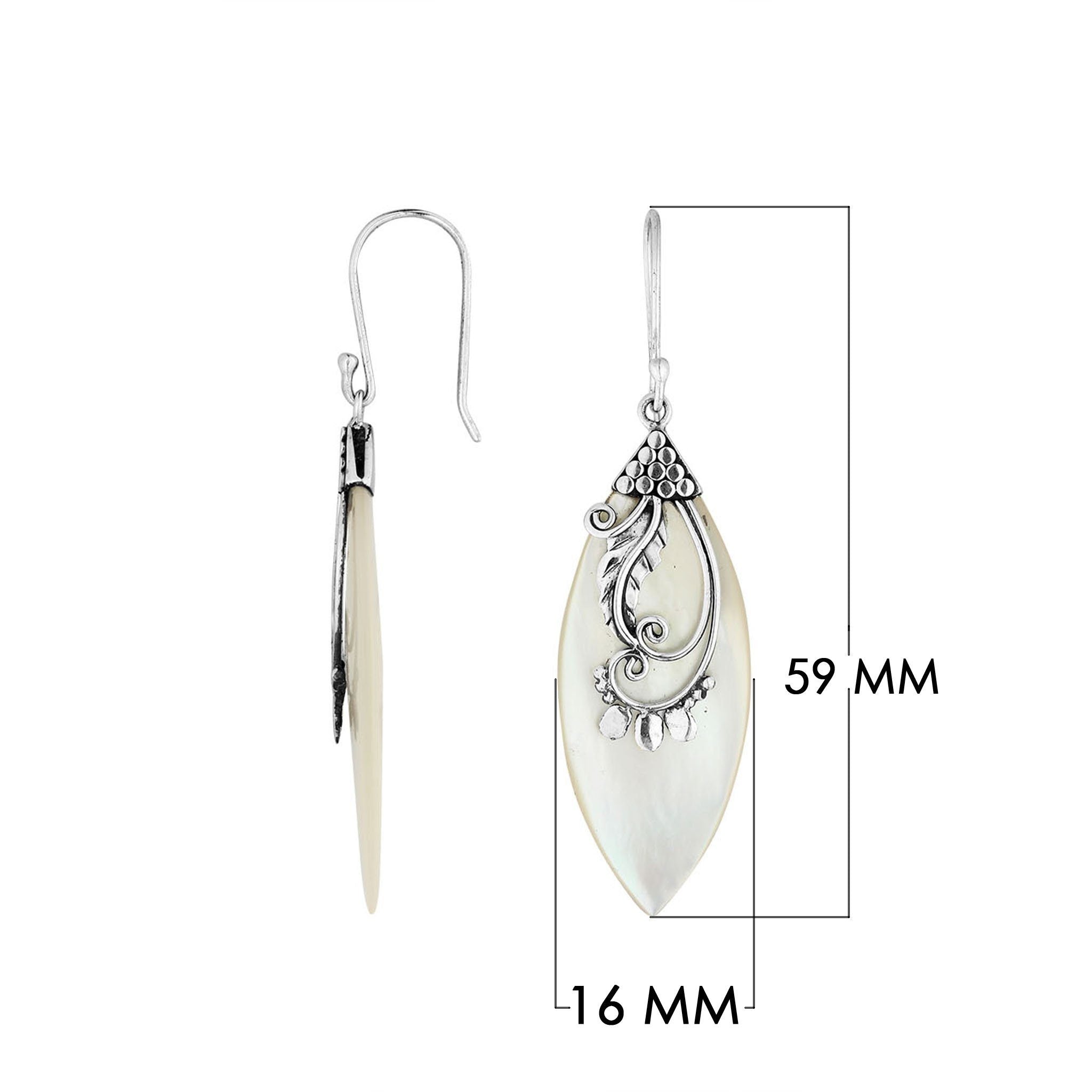 Sterling Silver Leaf Earrings With Mother Of Pearl For Wholesale