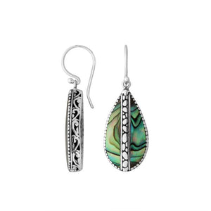 Sterling Silver Teardrop Earrings With Abalone Shell