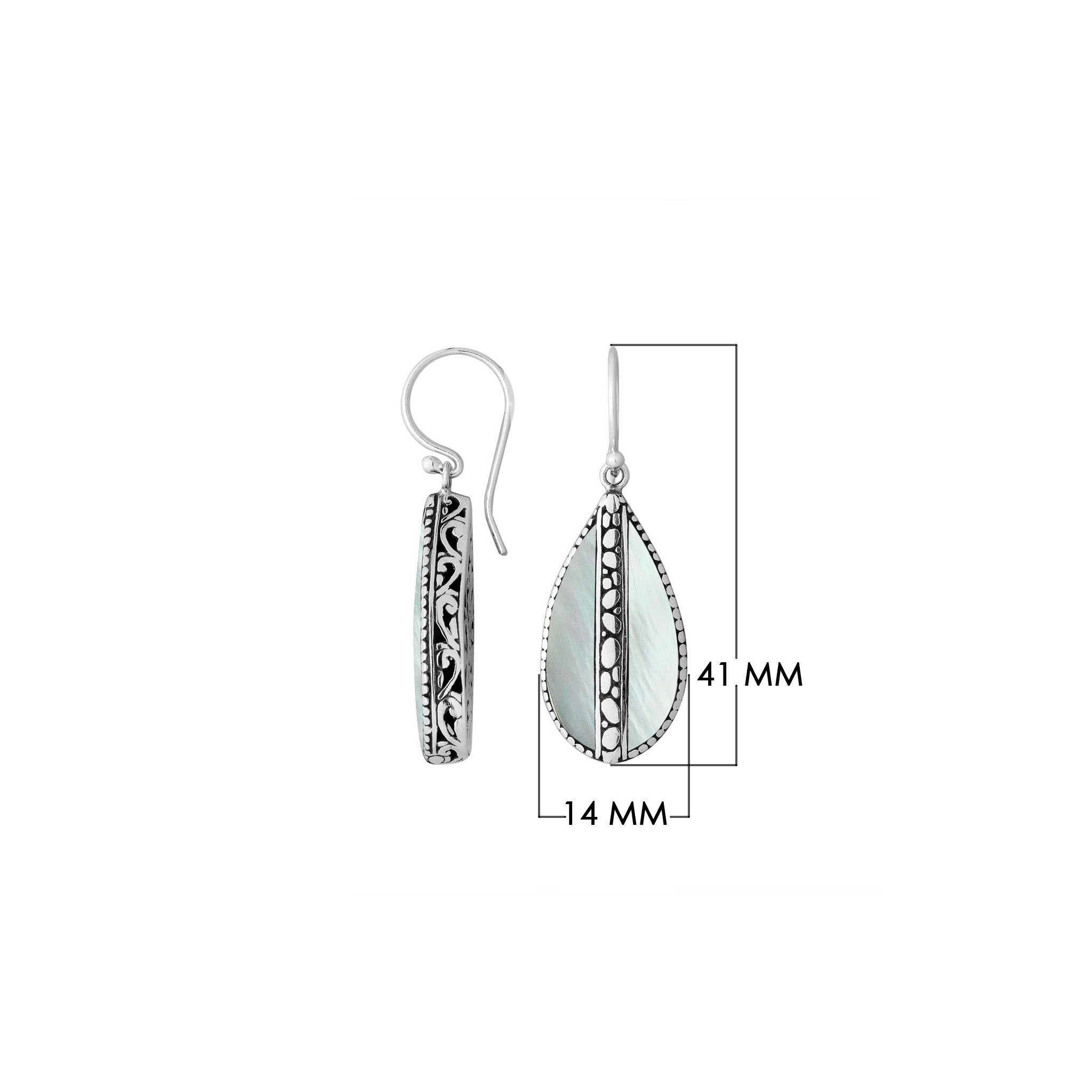 Mother Of Pearl Silver Teardrop Earrings With Earwire For Wholesale