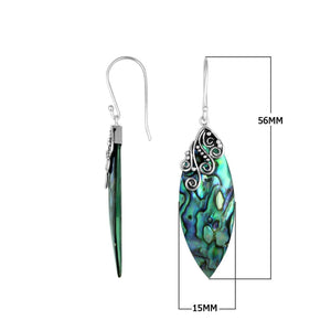 Abalone Shell Silver Leaf Earrings With Earwire For Wholesale