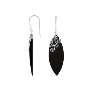Black Shell Silver Leaf Earrings With Earwire For Wholesale