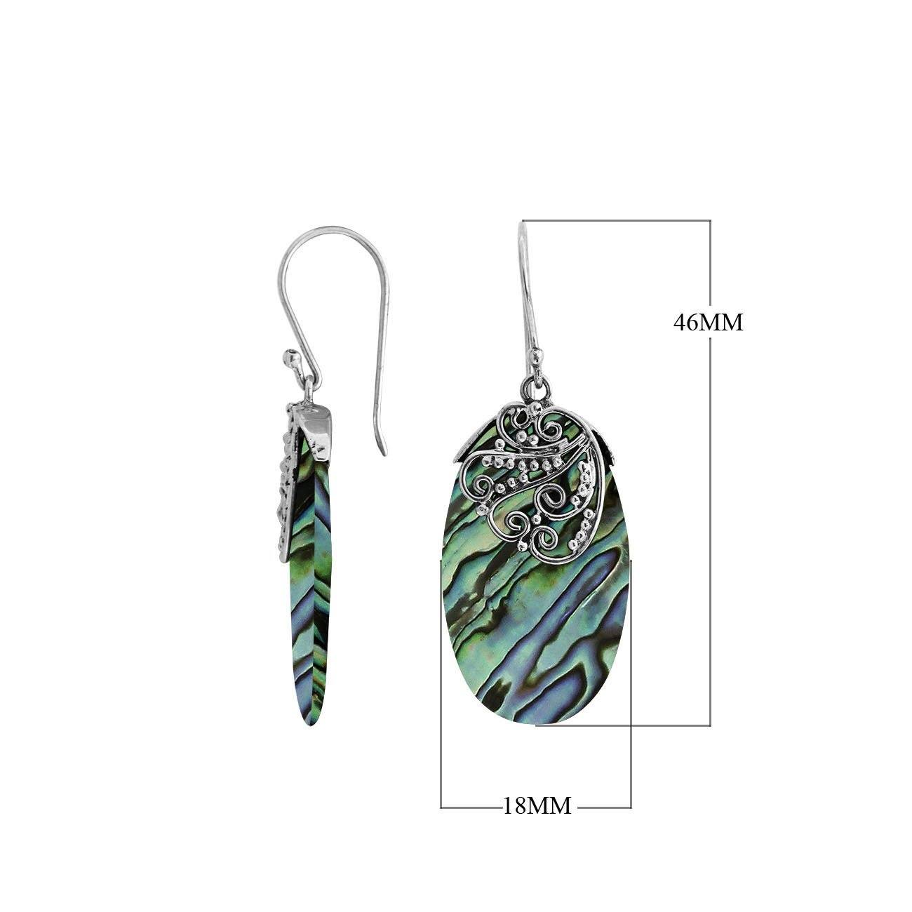 Abalone Shell Silver Oval Earrings With Earwire For Wholesale