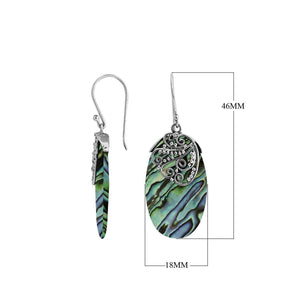 Abalone Shell Silver Oval Earrings With Earwire For Wholesale
