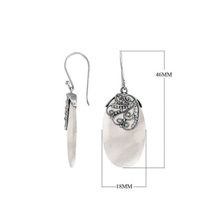 Mother Of Pearl Silver Oval Earrings With Earwire For Wholesale
