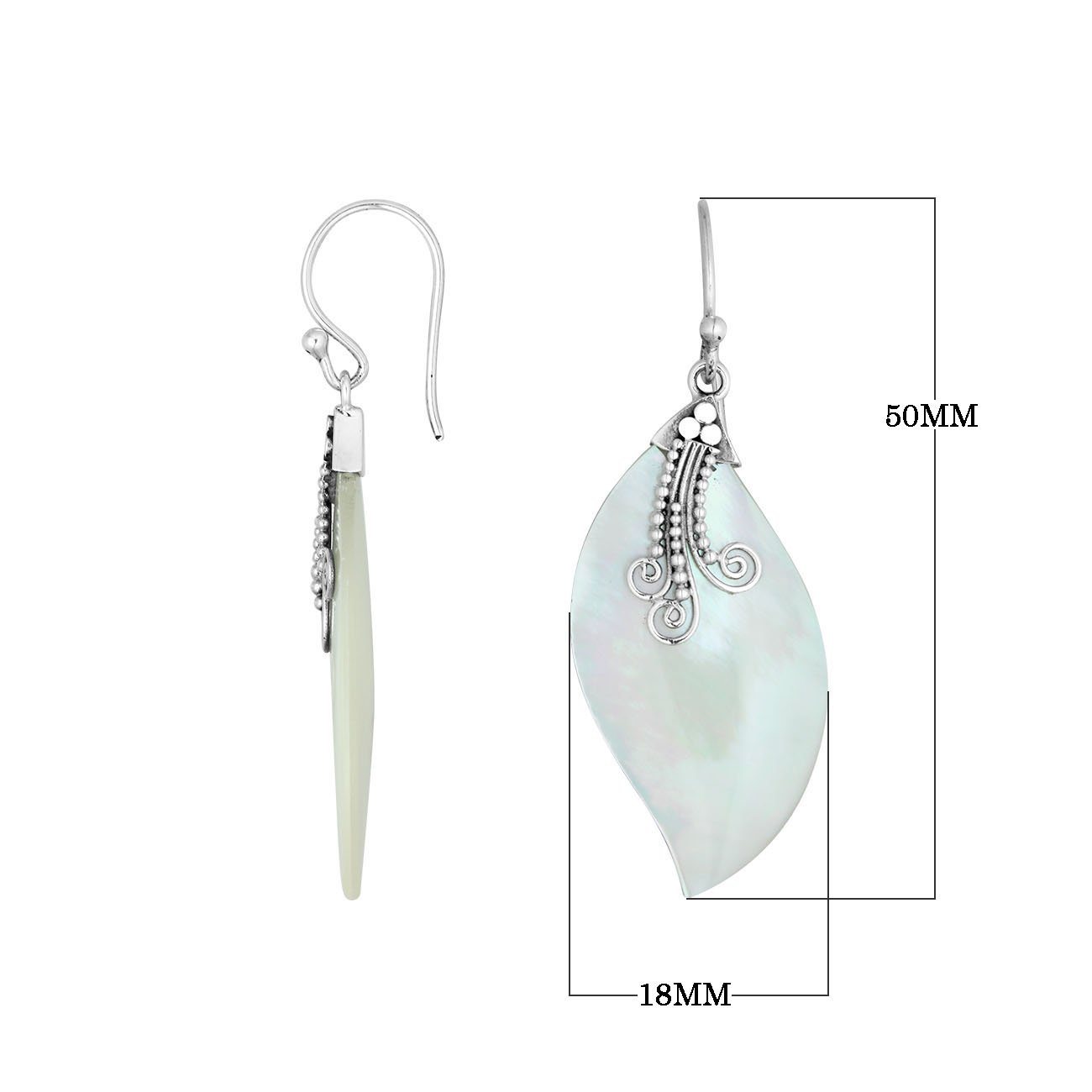 Mother Of Pearl Silver Wave Earrings With Earwire For Wholesale
